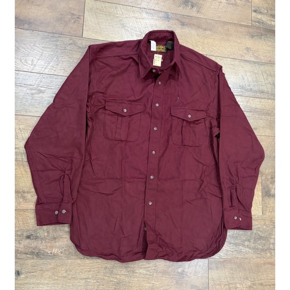 Eddie Bauer Other - NWT Vintage 80s Eddie Bauer‎ Button Up Flannel Long Sleeve Shirt Maroon Large